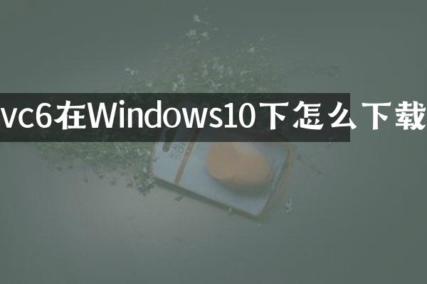 vc6在Windows10下怎么下载