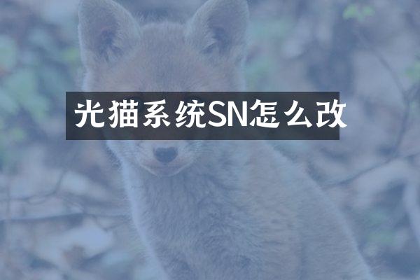 光猫系统SN怎么改