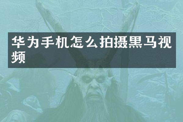华为手机怎么拍摄黑马视频