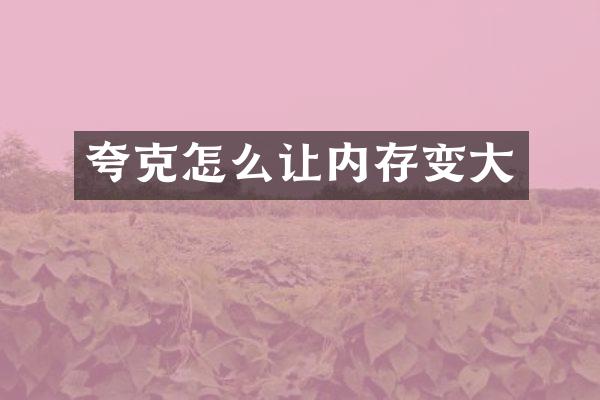 夸克怎么让内存变大