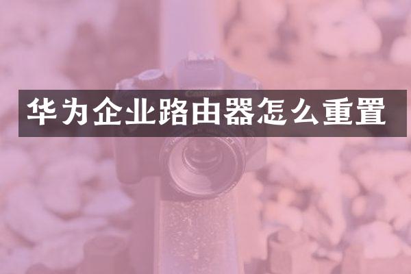 华为企业路由器怎么重置