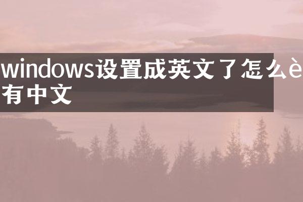 windows设置成英文了怎么还有中文