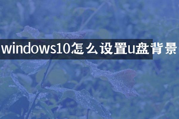 windows10怎么设置u盘背景