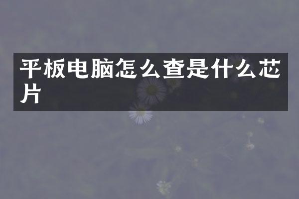 平板电脑怎么查是什么芯片