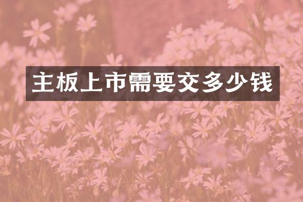 主板上市需要交多少钱