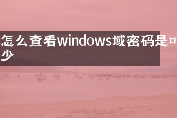 怎么查看windows域密码是多少