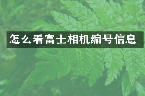 怎么看富士相机编号信息