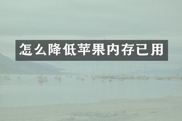 怎么降低苹果内存已用