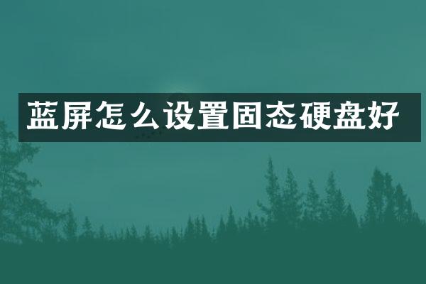 蓝屏怎么设置固态硬盘好