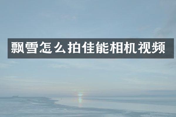 飘雪怎么拍佳能相机视频