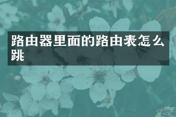 路由器里面的路由表怎么跳