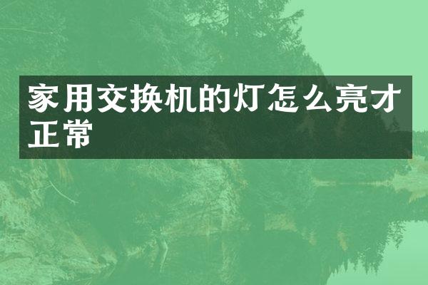 家用交换机的灯怎么亮才正常