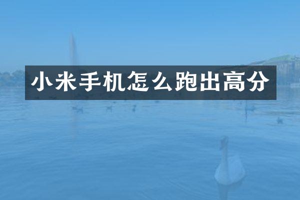 小米手机怎么跑出高分