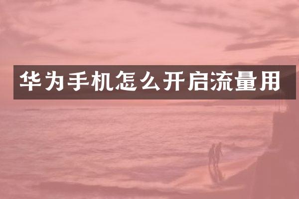 华为手机怎么开启流量用