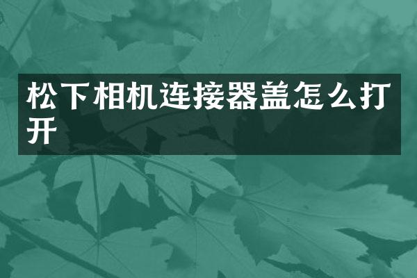 松下相机连接器盖怎么打开