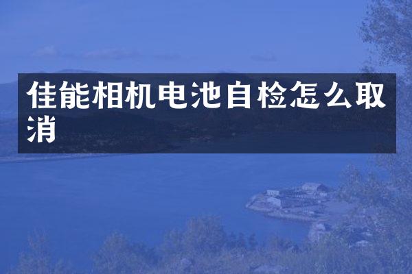 佳能相机电池自检怎么取消