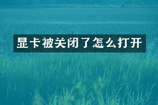 显卡被关闭了怎么打开