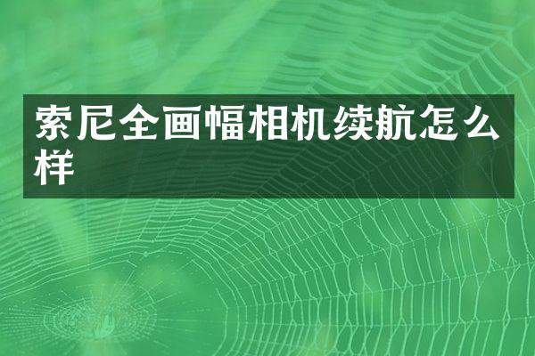 索尼全画幅相机续航怎么样