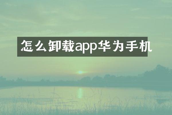 怎么卸载app华为手机