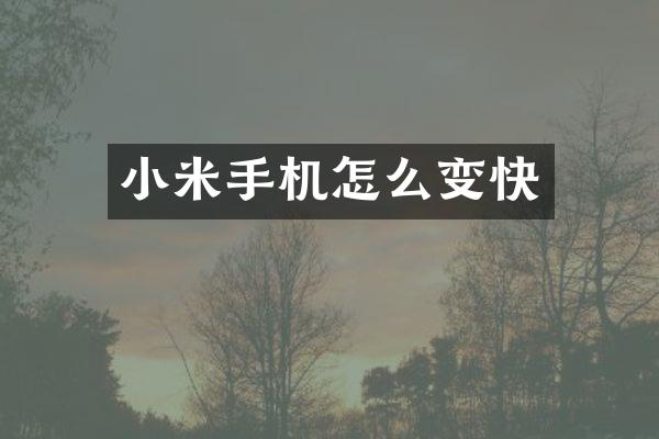 小米手机怎么变快