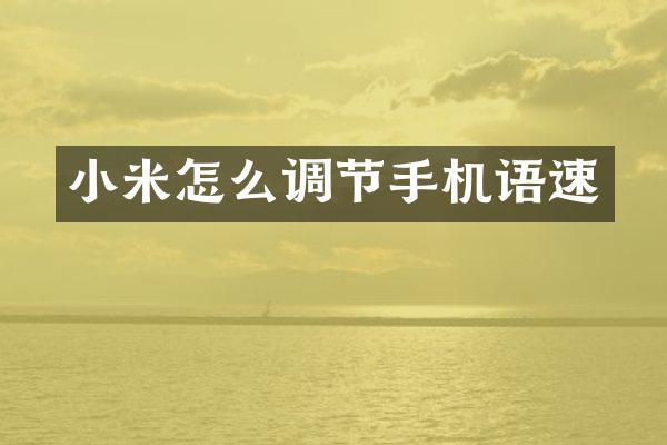 小米怎么调节手机语速
