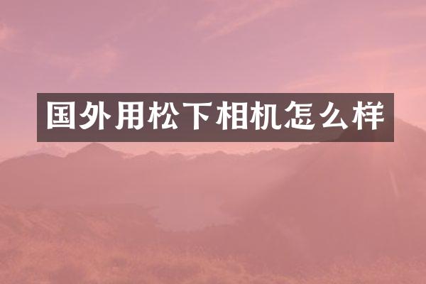 国外用松下相机怎么样