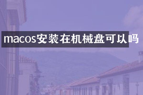 macos安装在机械盘可以吗