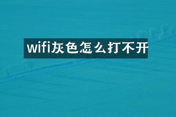 wifi灰色怎么打不开