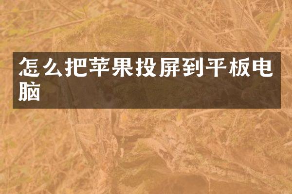 怎么把苹果投屏到平板电脑