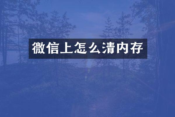 微信上怎么清内存