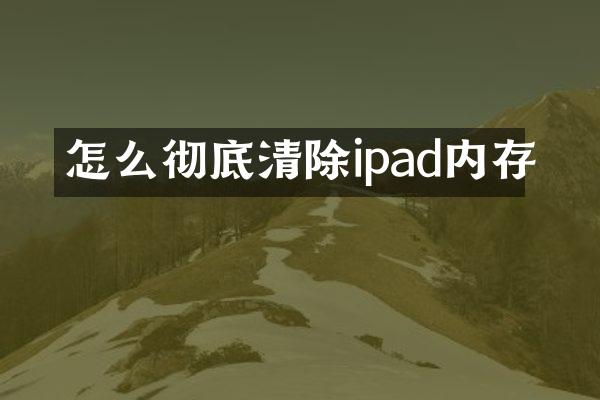 怎么彻底清除ipad内存
