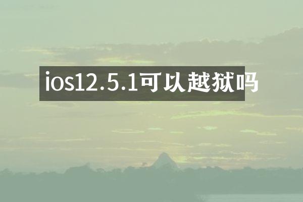 ios12.5.1可以越狱吗