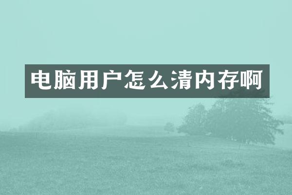 电脑用户怎么清内存啊