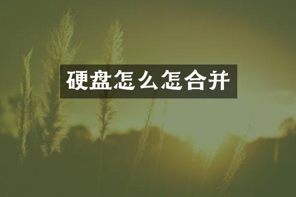 硬盘怎么怎合并
