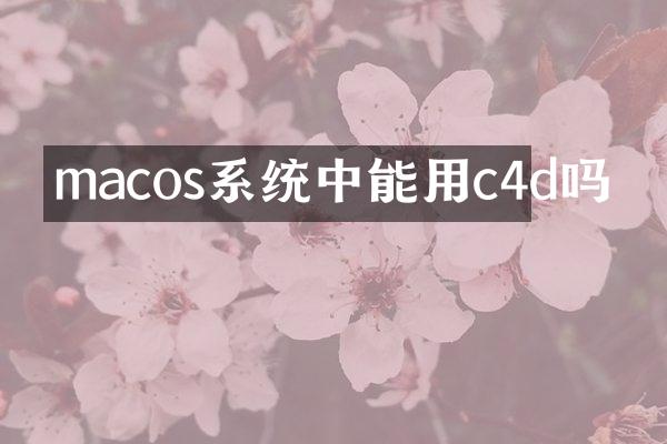 macos系统中能用c4d吗