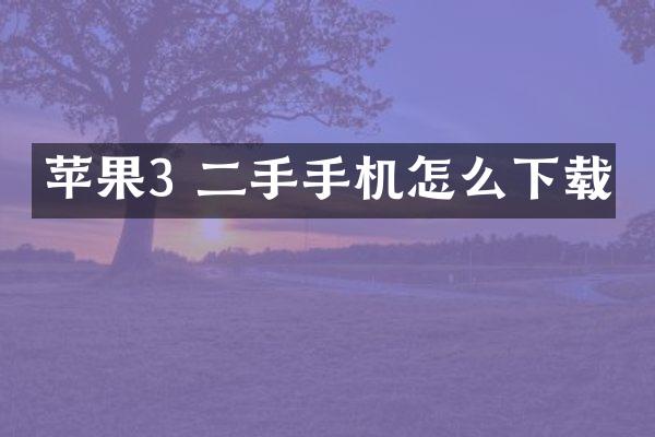 苹果3 二手手机怎么下载