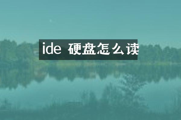 ide 硬盘怎么读
