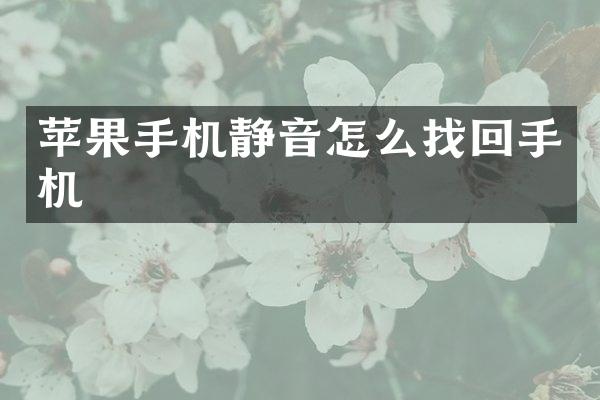 苹果手机静音怎么找回手机