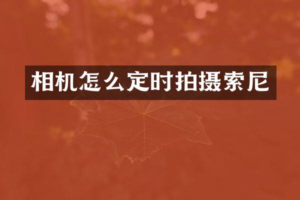 相机怎么定时拍摄索尼