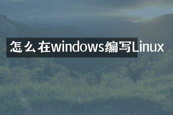 怎么在windows编写Linux