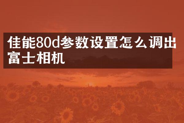 佳能80d参数设置怎么调出富士相机