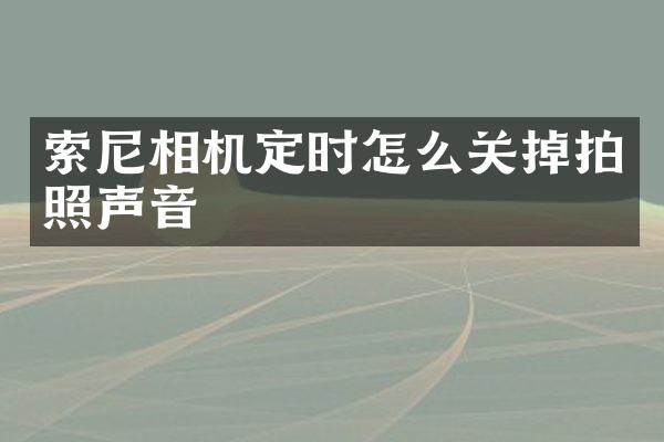 索尼相机定时怎么关掉拍照声音