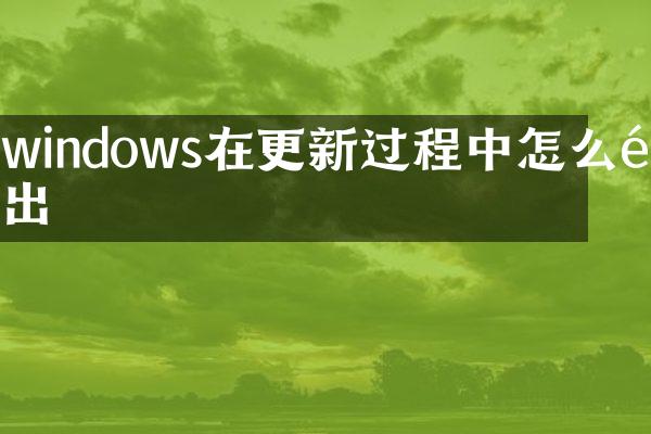 windows在更新过程中怎么退出