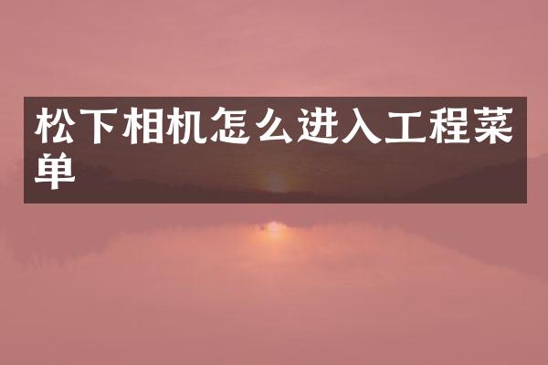 松下相机怎么进入工程菜单