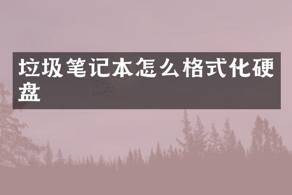 垃圾笔记本怎么格式化硬盘