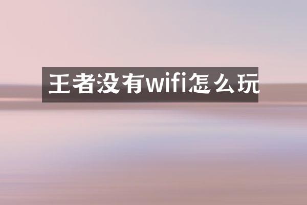 王者没有wifi怎么玩