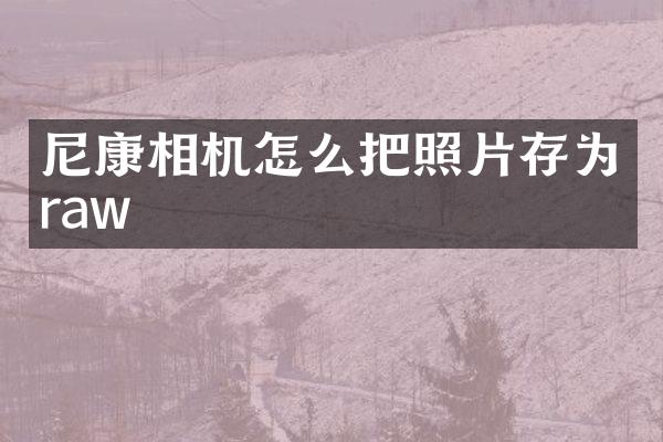 尼康相机怎么把照片存为raw