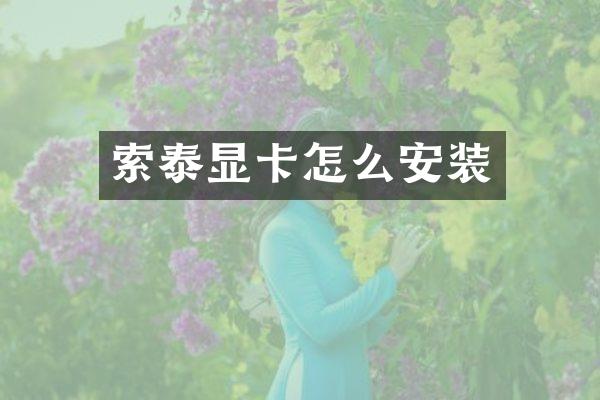 索泰显卡怎么安装
