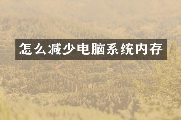 怎么减少电脑系统内存