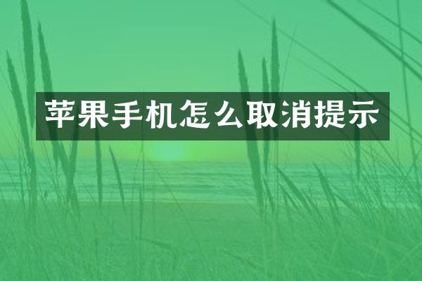 苹果手机怎么取消提示